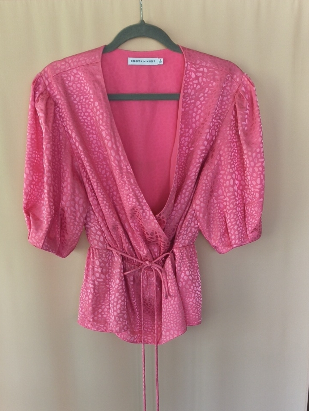 Rebecca Minkoff Candy-Pink Wrap Top Size S